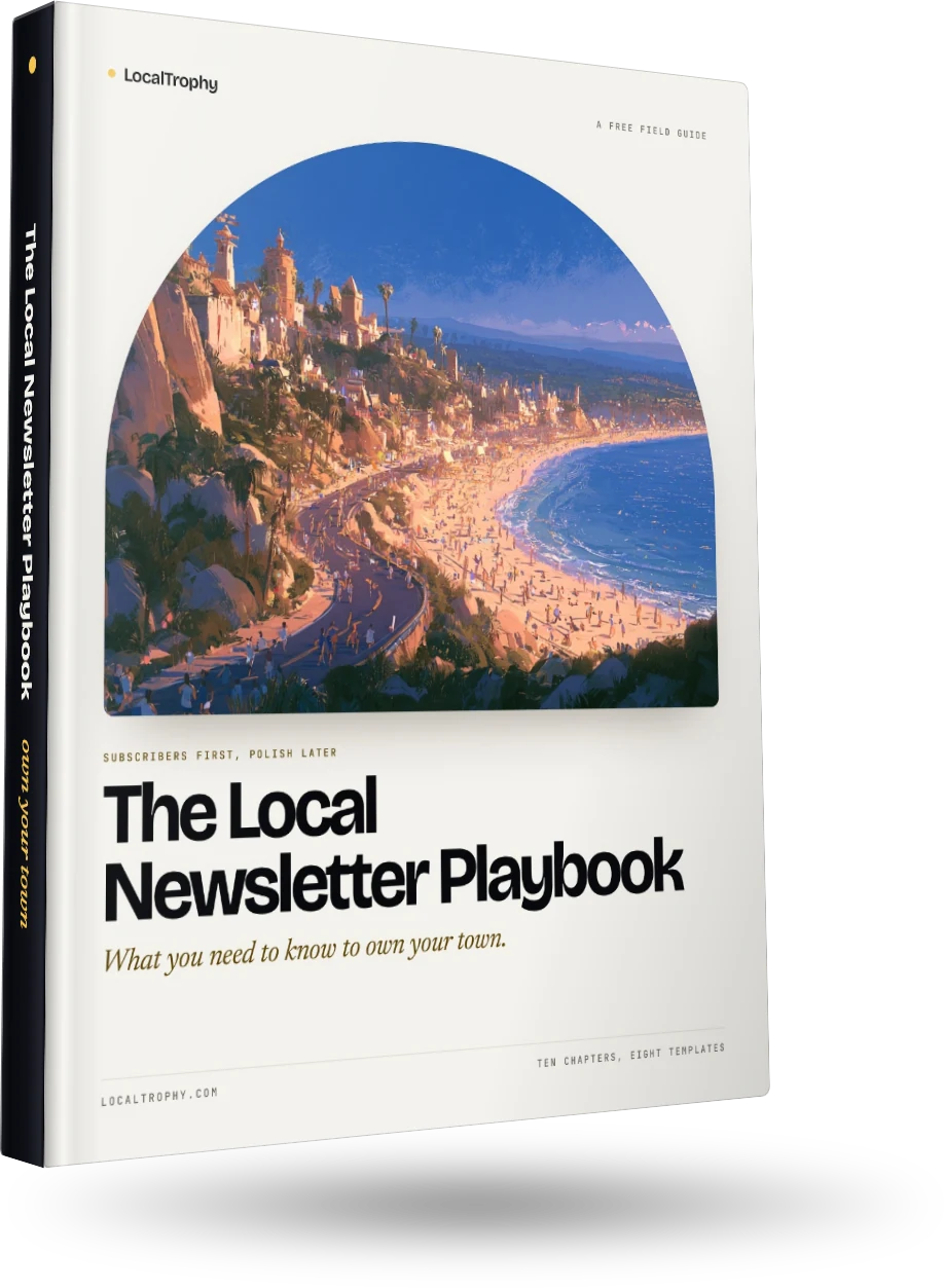 The Local Newsletter Playbook, shown as a paperback